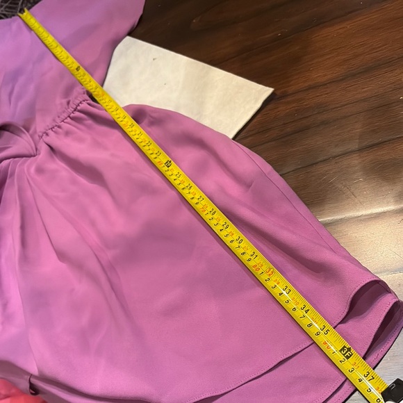 💜Trina Turk Cross front drape detail elastic waist Flutter Sleeves dress - Picture 9 of 9